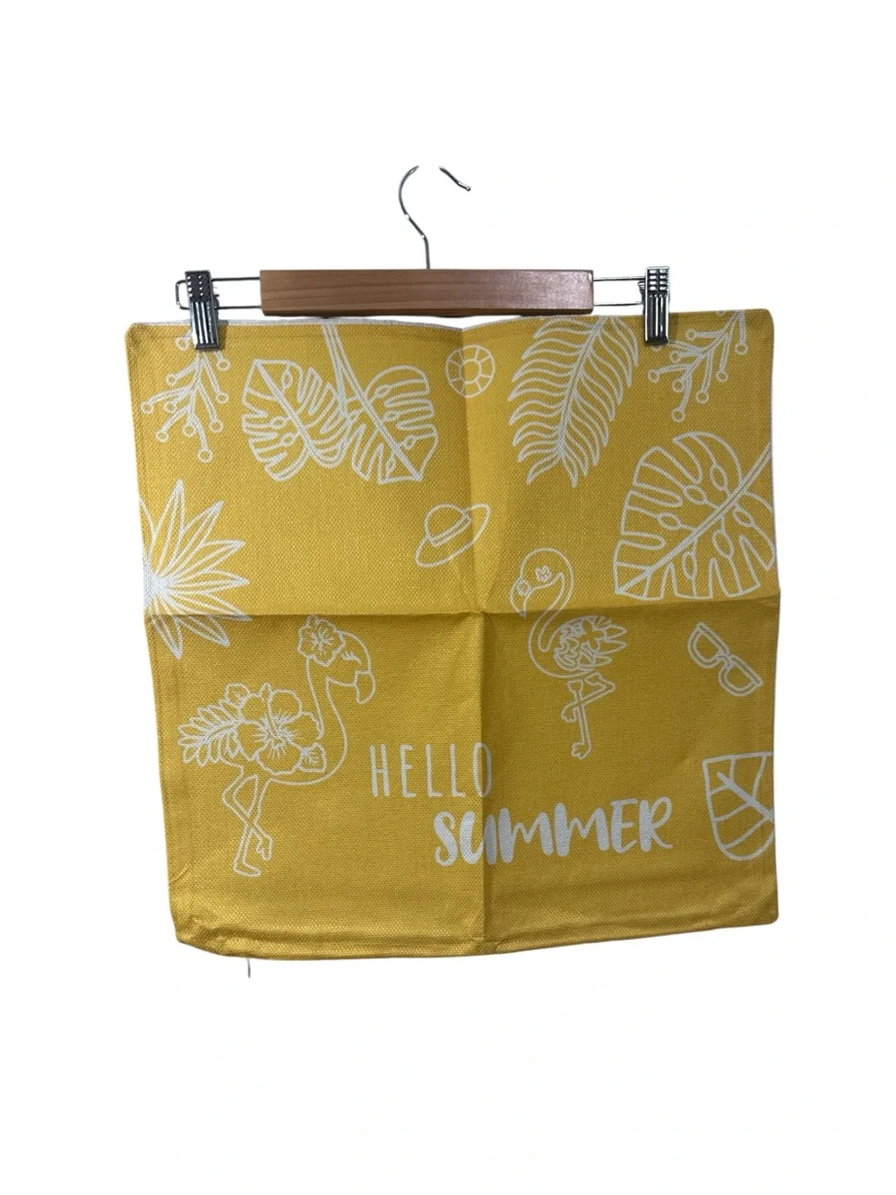 New! Yellow 'Hello Summer' Tropical Accent Pillow Cover 18 x 18